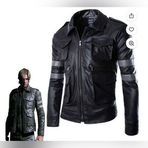 Men's Resident 6 Leon S Kennedy Black Jacket Replica Video Game Superhero